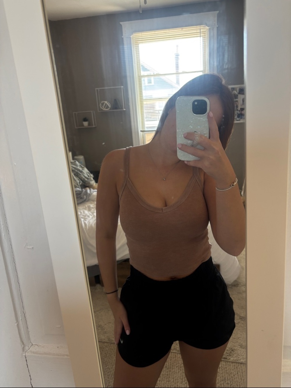 American Eagle Outfitters Brown Ribbed V-Neck Cami